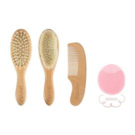 dandy's Baby wooden hair brush comb set