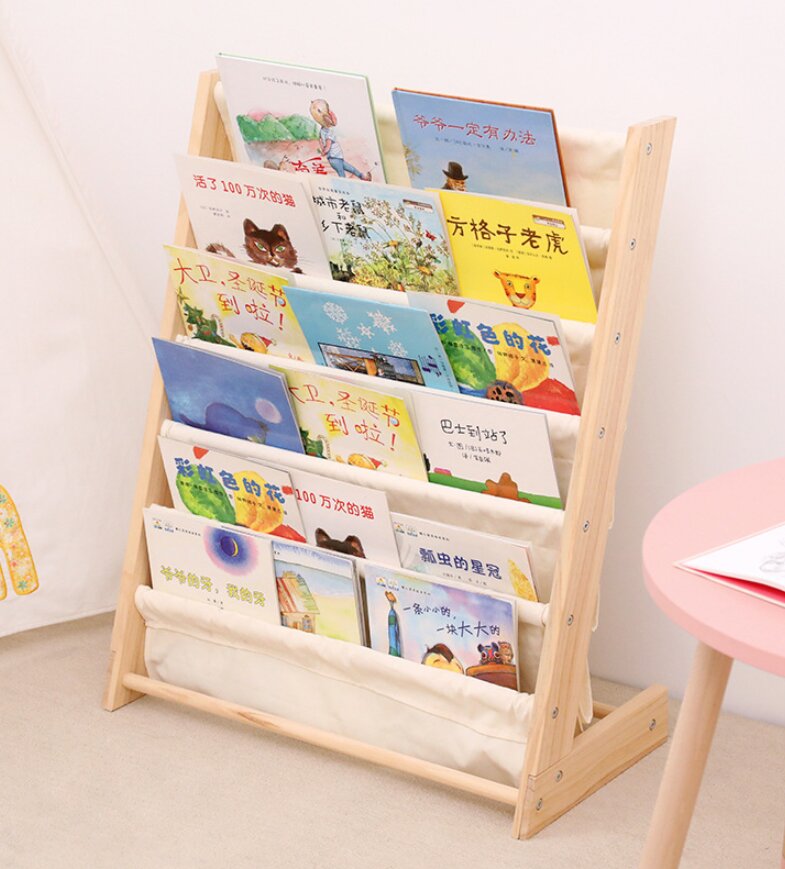 Wooden Bookshelf with canvas