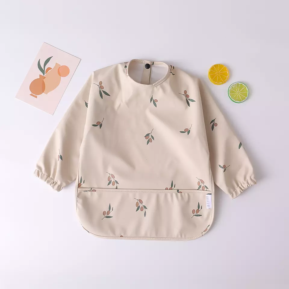 Long sleeve pocket bib LW - Beige Olives